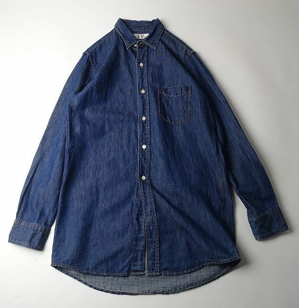 UNUSED アンユーズド long denim shirt ロング デニムシャツ コットン×リネン 綿麻 日本製 メンズ トップス (1) インディゴ ●S-469