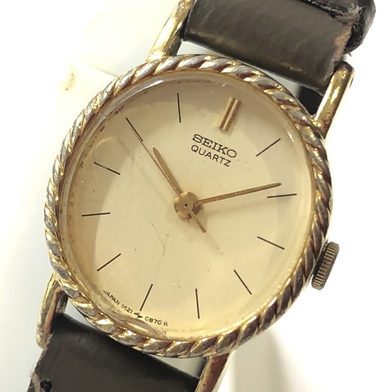 ●SEIKO セイコー 1421-5510 クォーツ レザーベルト レディース腕時計/N01000