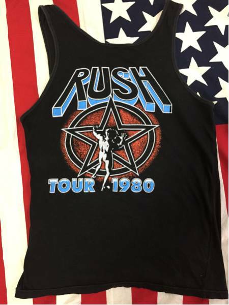 80s RUSH 両面プリント ONEITA タンクトップ tour 1980 ラッシュ バンド ツアー Tシャツ 当時物