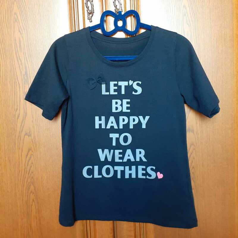 【値下げ】アンドラブ ＊ HappyメッセージのスタイリッシュTシャツ トップス カットソー Tシャツ QVC &LOVE