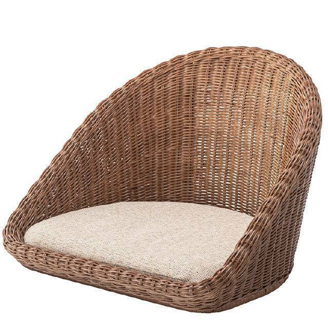 ラタンフロアチェア ブラウン色　クッション付き ザイス 座椅子 籐椅子 籐イス 籐座椅子