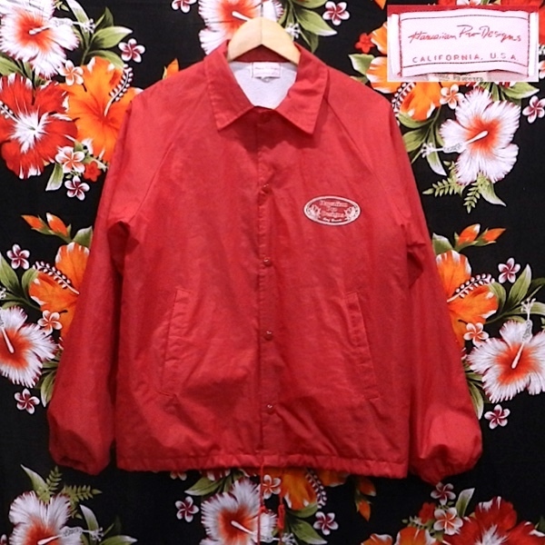 Hawaiian Pro Designs ドナルドタカヤマ 80's USA製 オールド ビンテージ ロゴ サーフ ナイロン コーチジャケット 赤 / 白 M サイズ