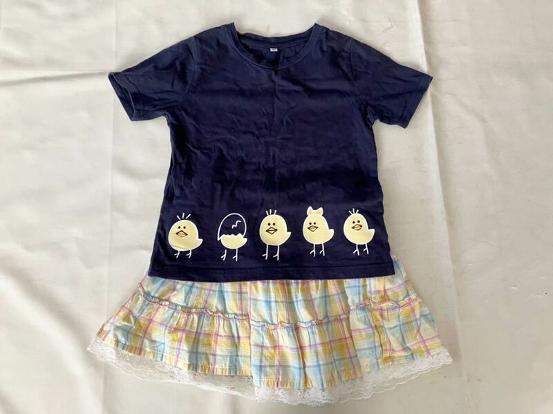 キッズ ガールズ 可愛い 半袖 Tシャツ フレアースカート 2枚セット 中古 120サイズ 子供服 女の子 夏服