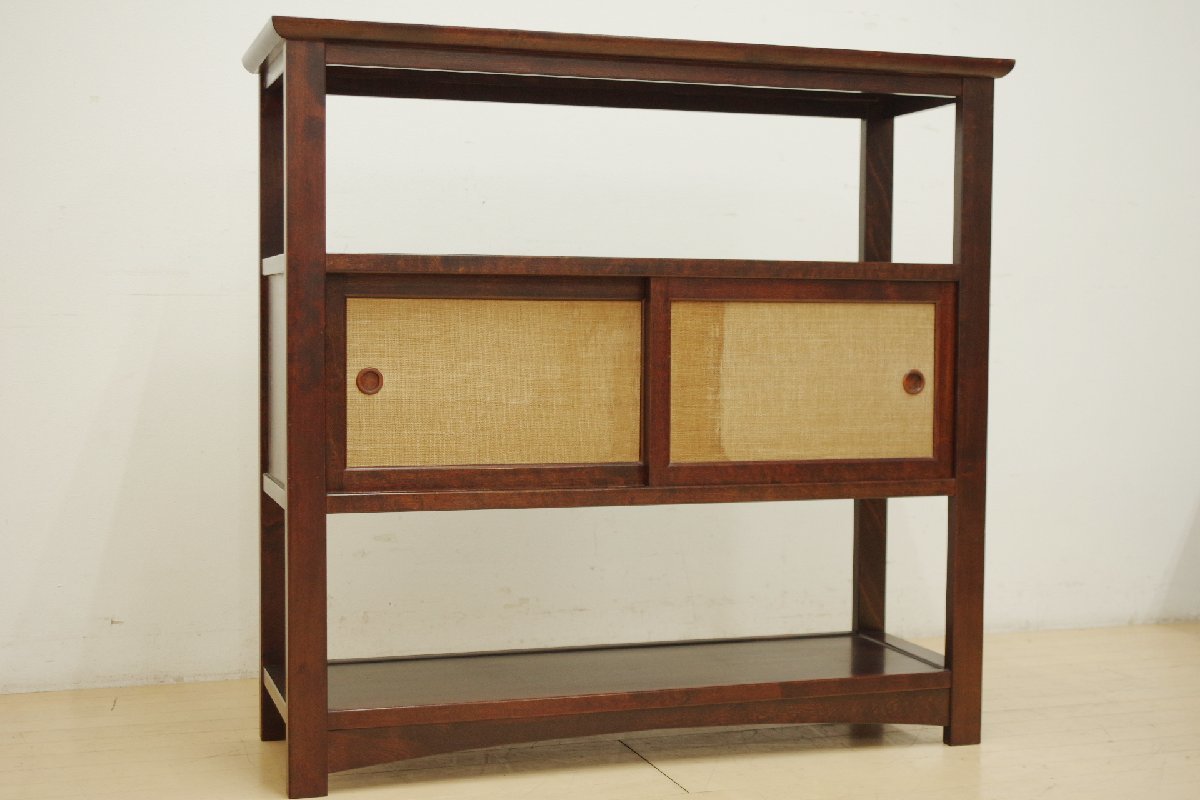 松本民芸家具 ミズメ桜 無垢材 C型茶タンス クズ布 茶棚 飾り棚 茶箪笥 サイドボード ディスプレイラック シェルフ 和室 和家具 収納家具 A