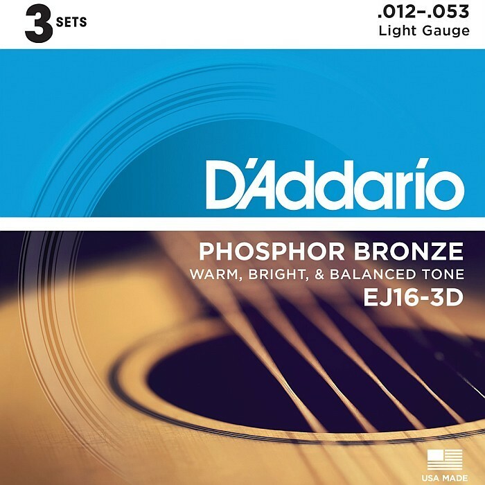 3セットパック D'Addario EJ16-3D Light 012-053 Phosphor Bronze ダダリオ アコギ弦