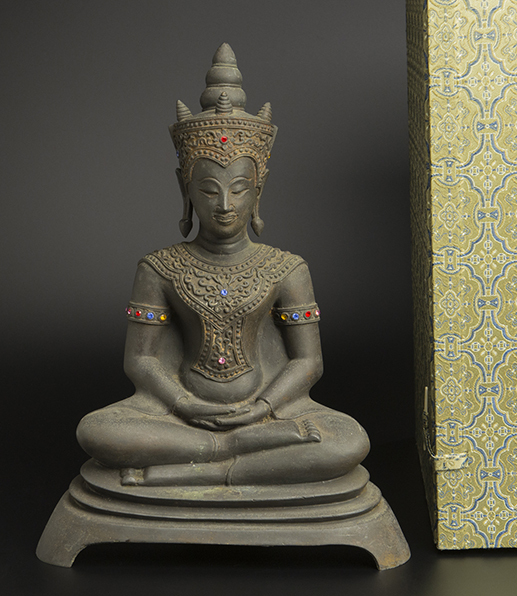 泰国 18世紀 銅造仏坐像 共箱 タイ 古美術 仏像