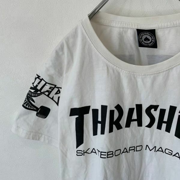 [KWT1835] THRASHER 半袖Tシャツ メンズ ホワイト×ブラック M ポス