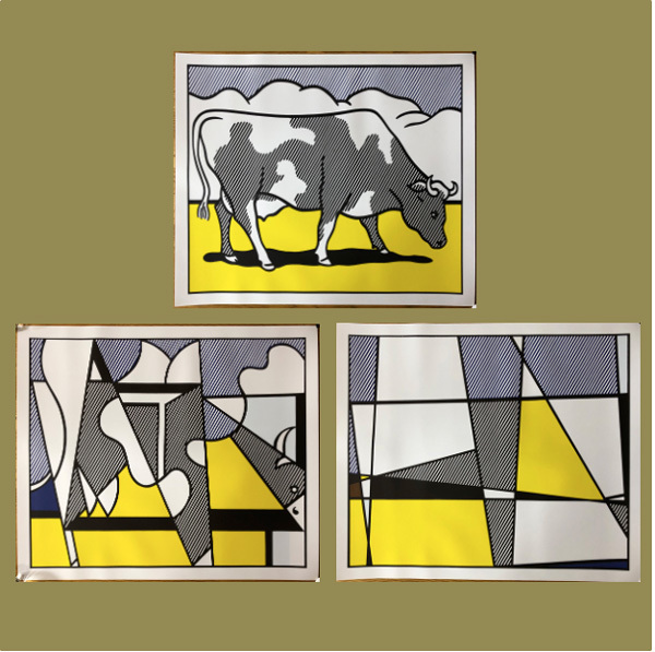 ロイ・リキテンシュタイン/ ROY LICHTENSTEIN “ COW GOING ABSTRACT ” リプロダクション・プリント 3点セット R-284