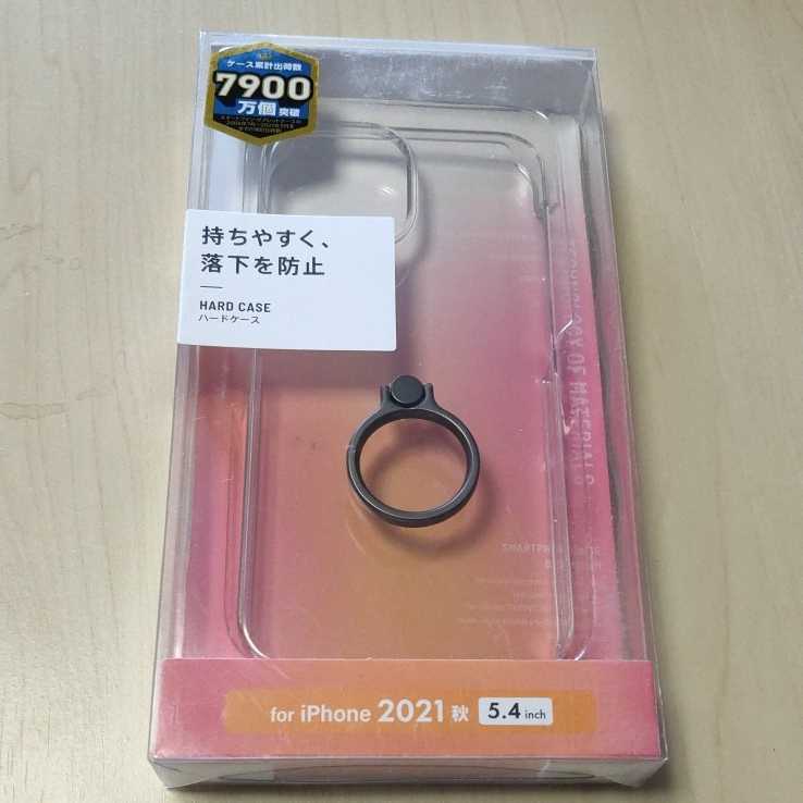 ◇ELECOM iPhone 13 mini 5.4inch 用 ハードケース リング付 ブラック：PM-A21APVRBK