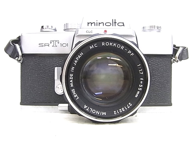 e8268　minolta　SR T 101　ミノルタ　一眼レフ　フィルムカメラ　MC ROKKOR-PF 1:1.7 f=55mm　シャッターOK