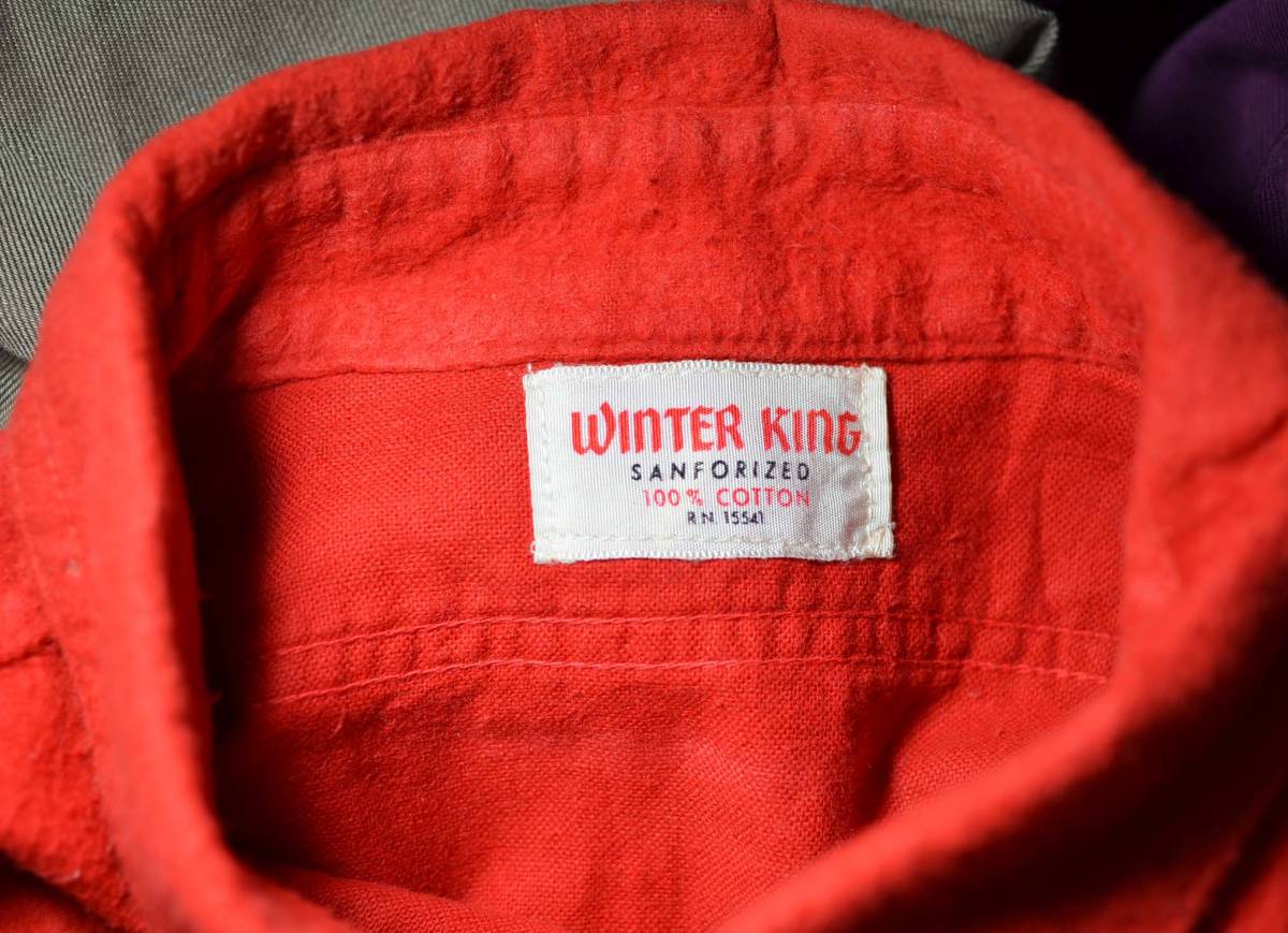 v110/WINTER KING FLANNEL SHIRT ヴィンテージ 50's コットンネル マチ付き