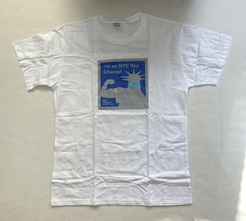 【レア】非売品　ニューヨーク限定　NYC VAX CHAMP 半袖Tシャツ　白　自由の女神　ノベルティ　企業物　NY