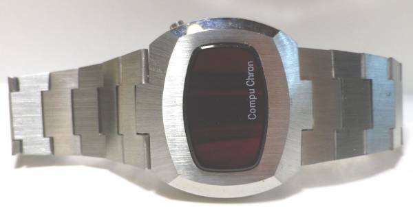 70’アンティーク　LED腕時計パーツ　COMPUCHRON　時計ケース&ベルト　未使用　レア！