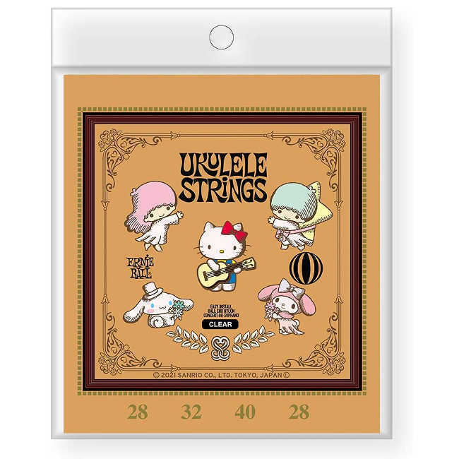 ERNIE BALL 2329 ウクレレ弦 サンリオ コラボ パッケージ ナイロン製 UKULELE BALL END NYLON STRINGS CLEAR クリア