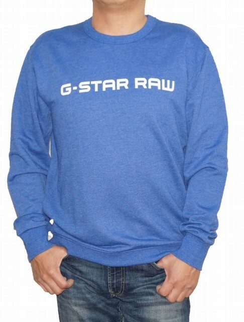 ジースターロウ G-STAR-RAW スウェット 青 ロゴ D08477 メンズ トレーナー ブルー 春物 表記サイズS