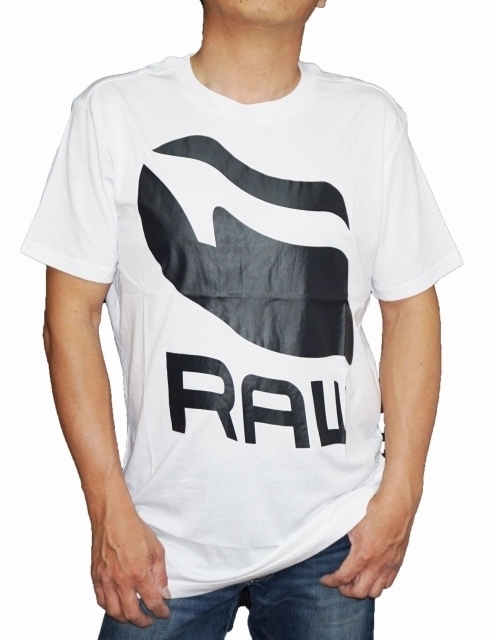 ジースターロウ G-STAR RAW 半袖Tシャツ 白 D02907 メンズ RAW 夏物 ホワイト ロゴ ジースターロゥ 表記サイズS