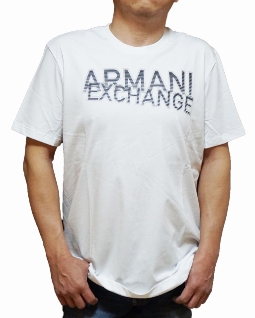 アルマーニ エクスチェンジ ARMANI EXCHANGE 半袖Tシャツ 白 黒 8NZTNQ メンズ ホワイト ブラック 夏物 サイズL