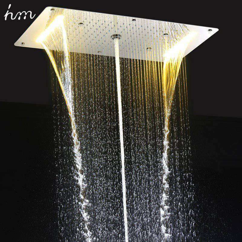 hm 多機能 led シャワー ヘッド ライト レインシャワー 700×380ミリ ウォーターフォール led 天井 マウントオーバーヘッド