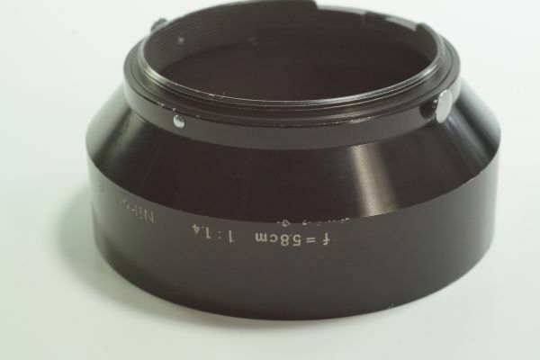 110『送料無料 並品』 Nikon f=5.8cm 1.4 （小文字「Ｆ」刻印） ニコンNIKKOR Auto 5.8cm F1.4用 58mm F1.4用 メタルフード 110