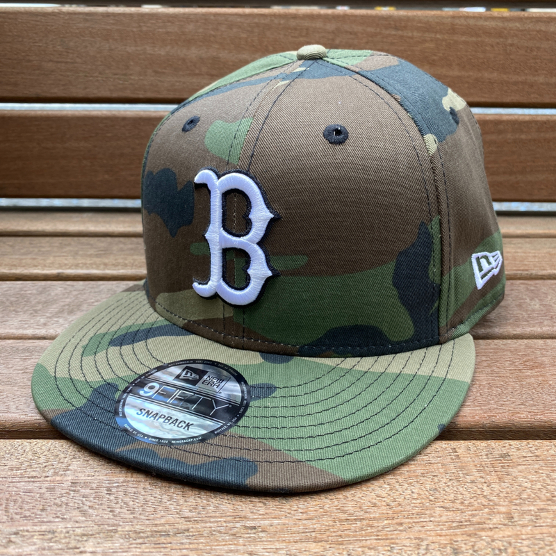 USA正規品 Newera ニューエラ 9FIFTY ボストン レッドソックス REDSOX スナップバックキャップ THE US Woodland 迷彩 カモフラージュ MLB