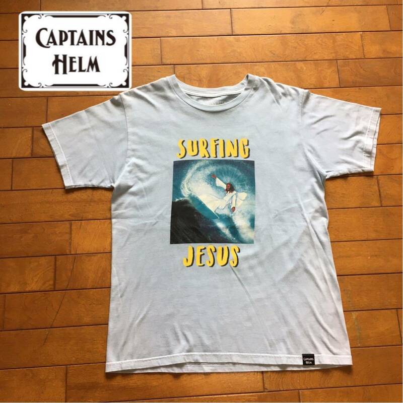 ★【 CAPTAINS HELM 】★ SURFING JESUS プリントTシャツ★サイズS★ i-513