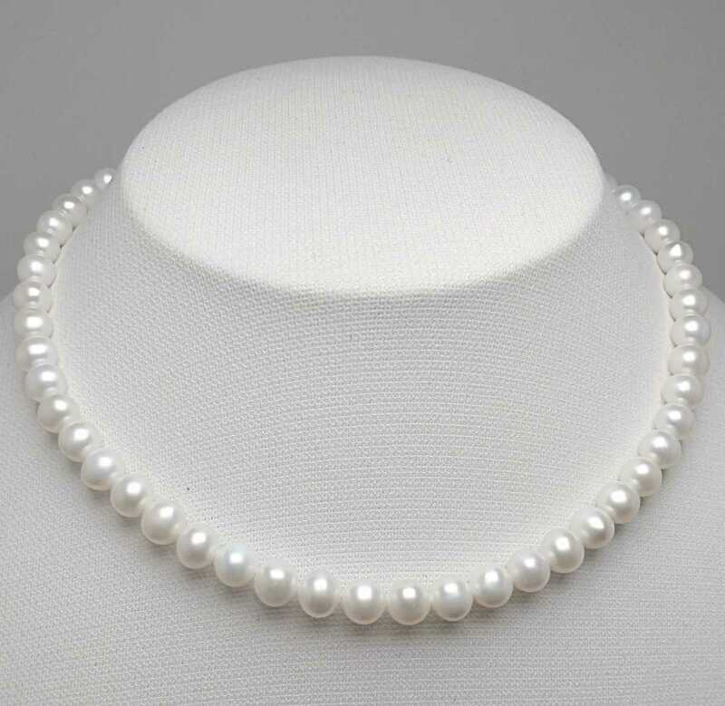 ∮真珠専門館∮ 淡水真珠ネックレス 7.0-7.5㎜ ホワイト系 大特価 (税込み)