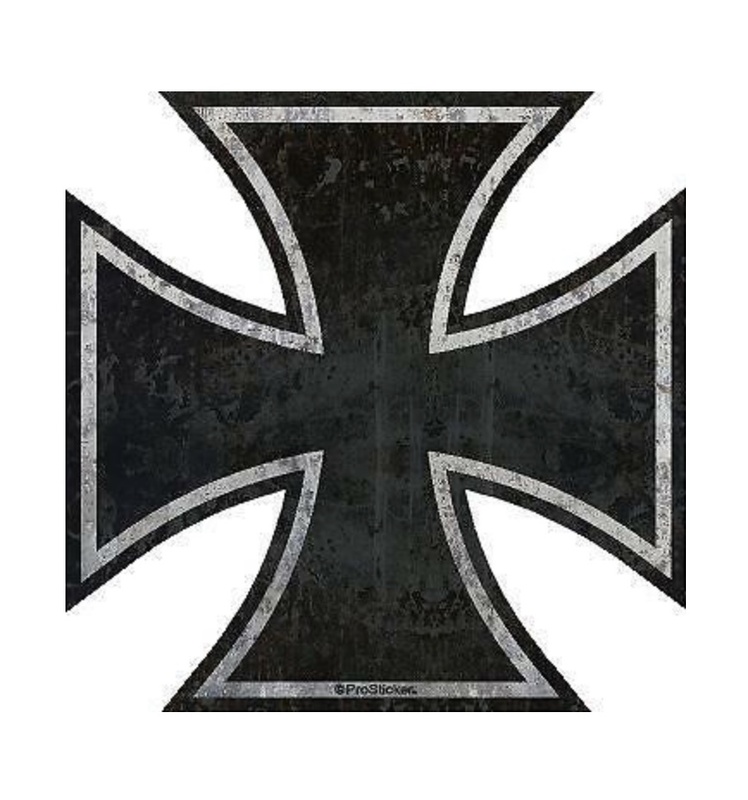 送料無料 Rat Rod Iron Cross クロス アイアン 12.5cm 車 バイク ステッカー デカール