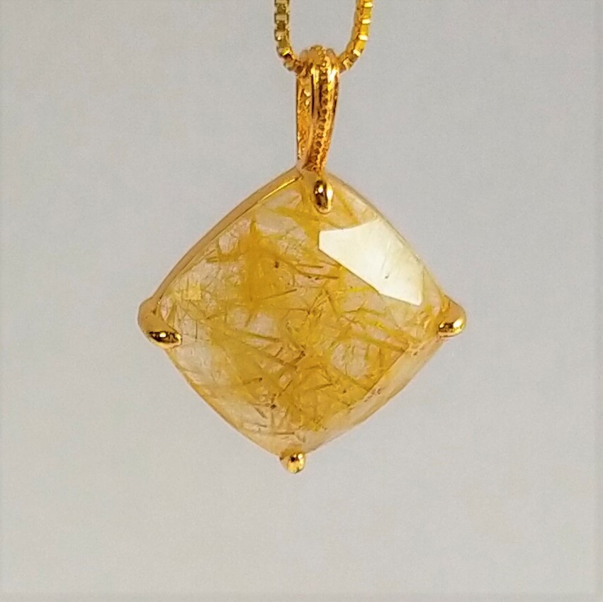 ルチルクォーツ ペンダント ネックレス ゴールド シルバー925 パワーストーン ベネチアン 天然