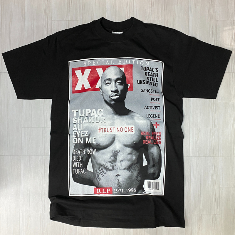 LA発【2XL】2PAC 2パック シャクール グラフィック 半袖 ヘビーウェイト Tシャツ 黒 ヒップホップ HIPHOP オールアイズオンミー COVER