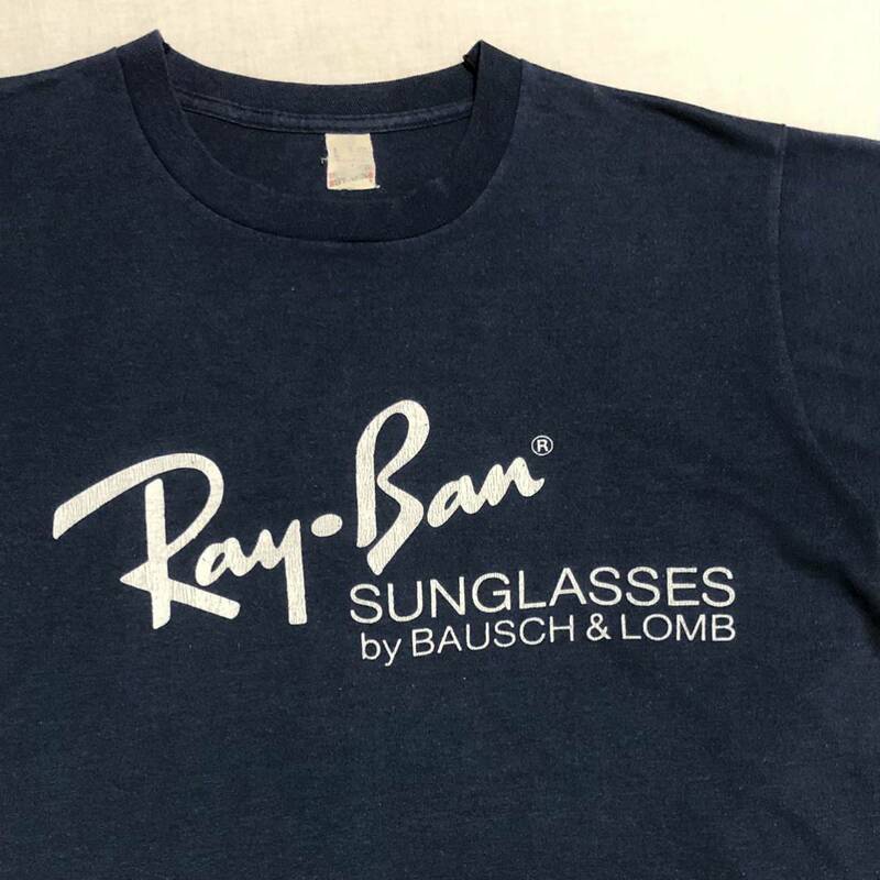 80s vintage USA製 B&L RAY BAN ビンテージ ボシュロム レイバン Tシャツ ネイビー L サングラス メーカー US古着 80's 90s RayBan