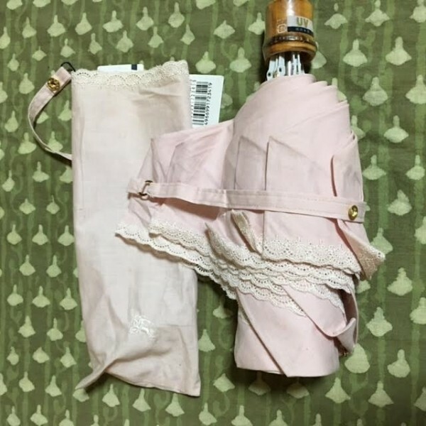 【訳あり】　BURBERRY　バーバリー　日傘　UV　ピンク　新品タグ付き　折りたたみ傘　折りたたみ日傘　竹