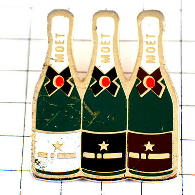 ピンバッジ・モエ酒シャンパーニュ３本シャンパン瓶◆フランス限定ピンズ◆レアなヴィンテージものピンバッチ