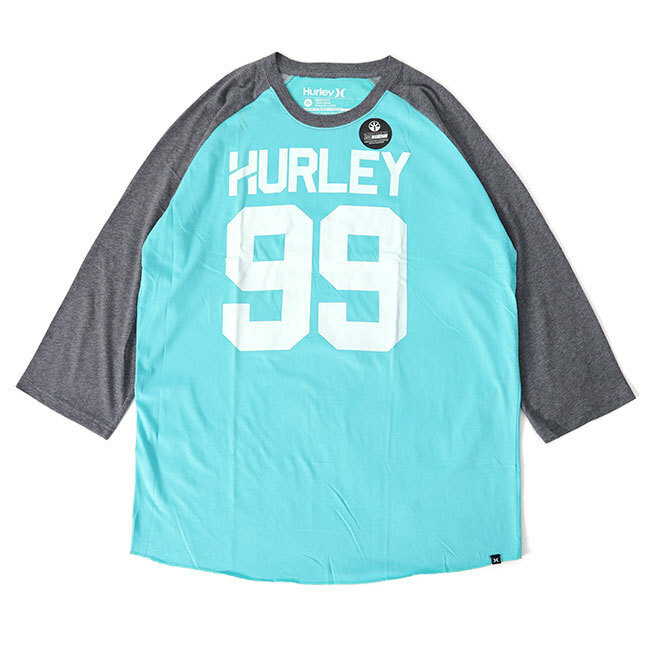 アウトレット品 Hurley ハーレー ナンバリングロゴ ラグランTシャツ MTS0008510 XL 青 灰 長袖Tシャツ メンズ