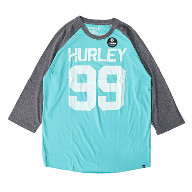 アウトレット品 Hurley ハーレー ナンバリングロゴ ラグランTシャツ MTS0008510 L 青 灰 長袖Tシャツ メンズ
