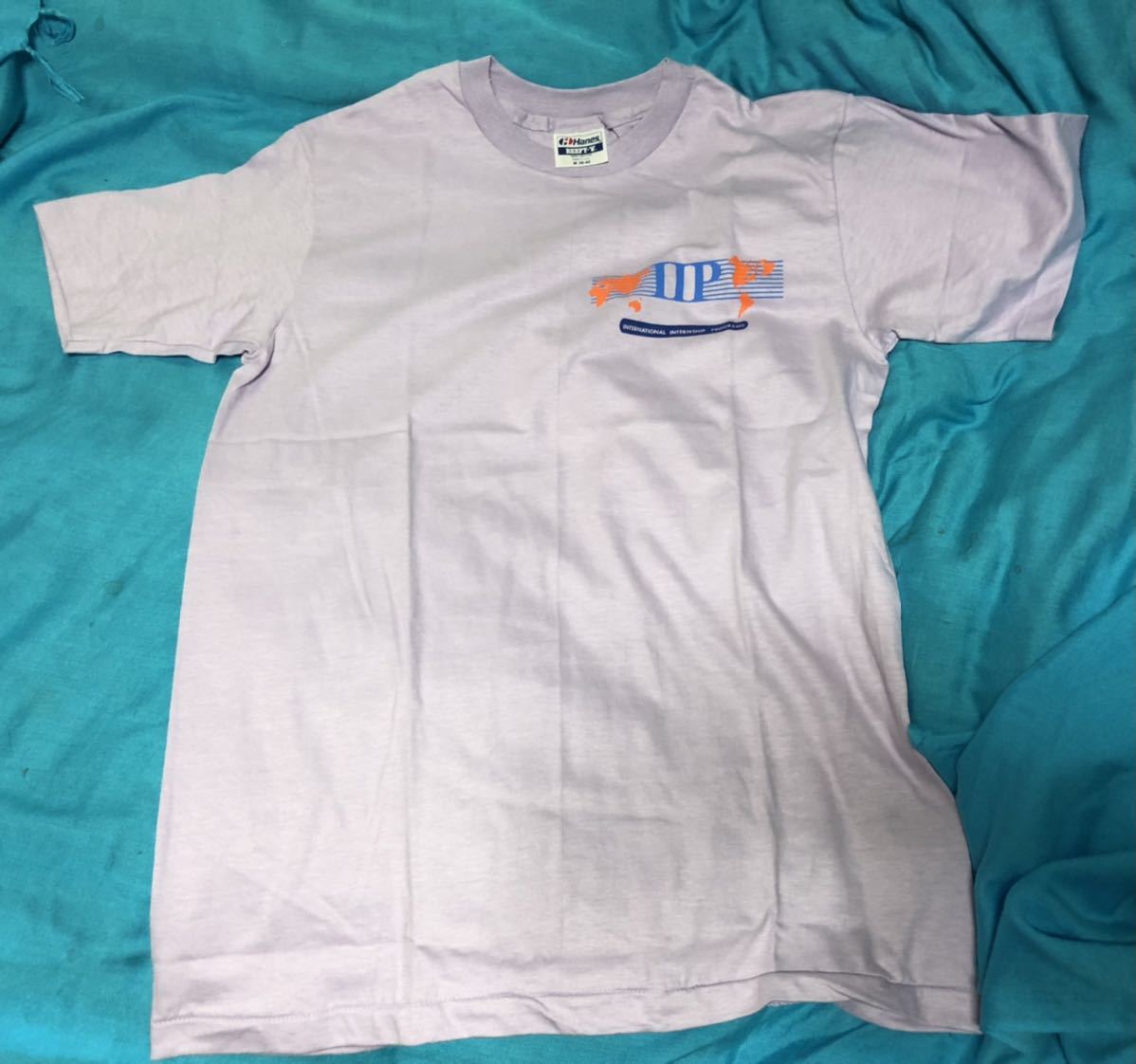 デッドストック？MADE IN U.S.A.アメリカ製90'sヘインズHANES　BEEFY-T無地ワンポイントプリントTシャツ