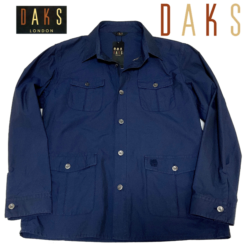 ☆☆ DK42M 新品 日本製！4.2万 DAKS ダックス ロンドン シャツブルゾン サマージャケット サファリジャケット CPO 軽量　ネイビー 訳あり