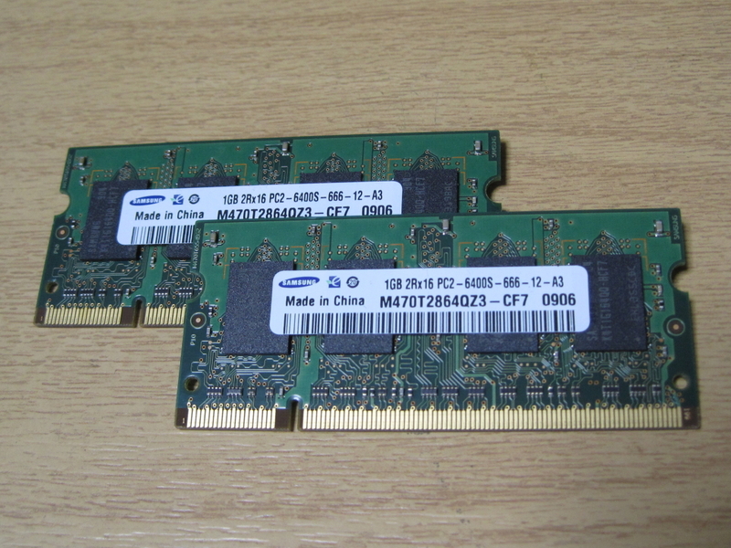 ☆★JUNK PC PARTS★☆ SAMSUNG DDR2-800 PC6400 1GB 200pin 2枚セット♪ ★両面チップ搭載★ 計2GB！出品時動作確認 SET-MDDR203