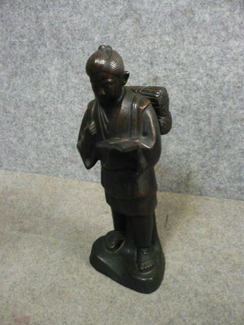 【政】31075 備前二の宮金次郎像 仏像 置物 銅像 仏教 美術
