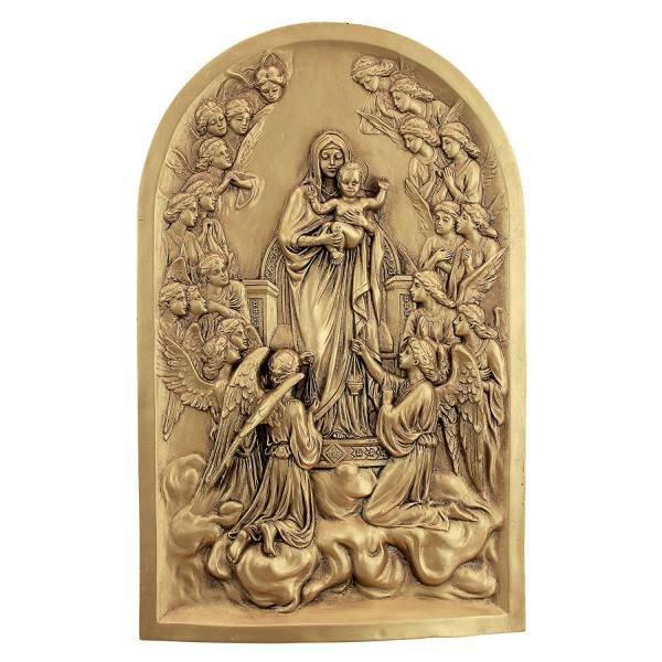 聖母子と天使たちの壁掛け 彫刻置物聖母マリアと天使洋風エンジェル西洋幼子のイエスキリスト教会オブジェ絵画レプリカ壁飾りブグロー作品