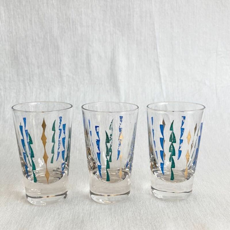 ショットグラス 3個 昭和レトロ レトロ アンティーク ビンテージ レトロ雑貨 ガラス グラス レトロガラス