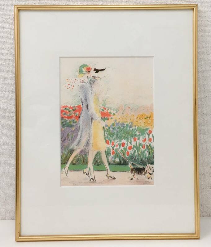 【ジャン=ピエール・カシニョール 作「犬の散歩」石版画 】リトグラフ 絵画 アート インテリア 美術品/R4590