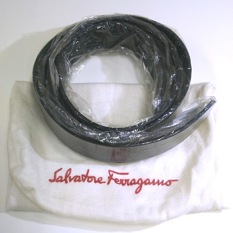 ■新品（保管）【Salvatore Ferragamo 高級 Men's Black 本革Belt】 サルヴァトーレ・フェラガモ 紳士用 ブラック ベルト（バックル無し）