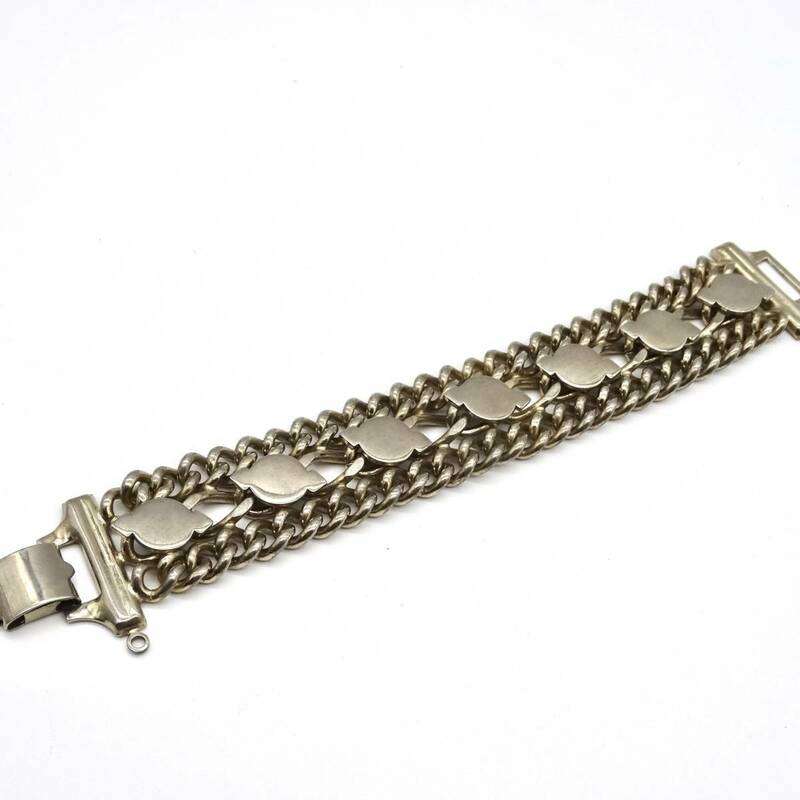 ★50s USA vintage silver geometric motif bracelet