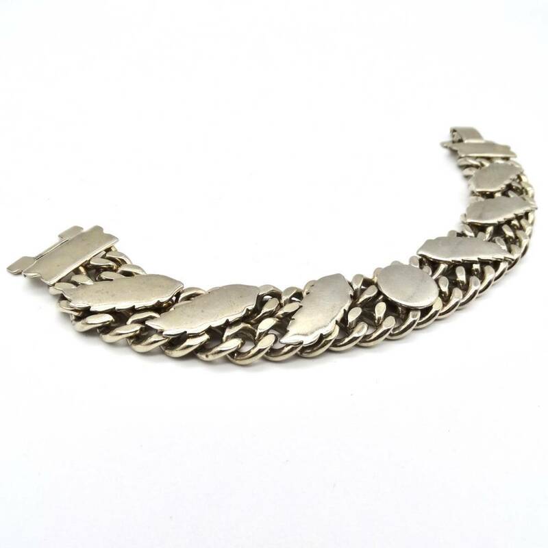 ★50s USA vintage silver leaf design bracelet