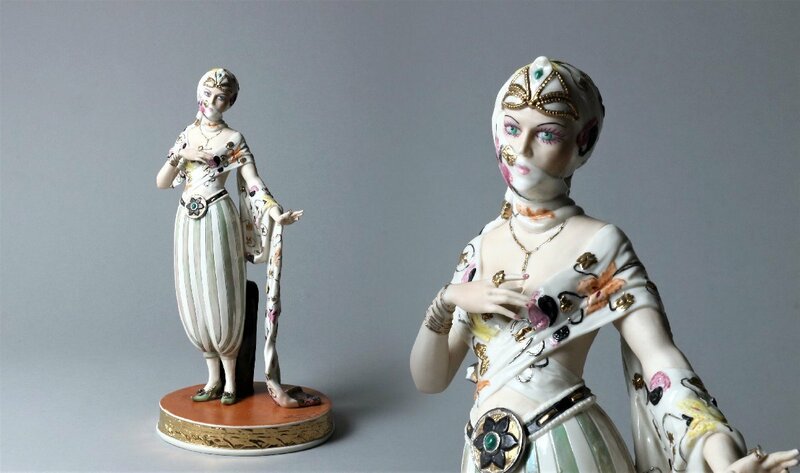 カポディモンテ エルテ フィギュリン 32.5cm Sandro Maggioni №83/1000 / Capodimonte Figurine 陶器人形 女性 アラビア