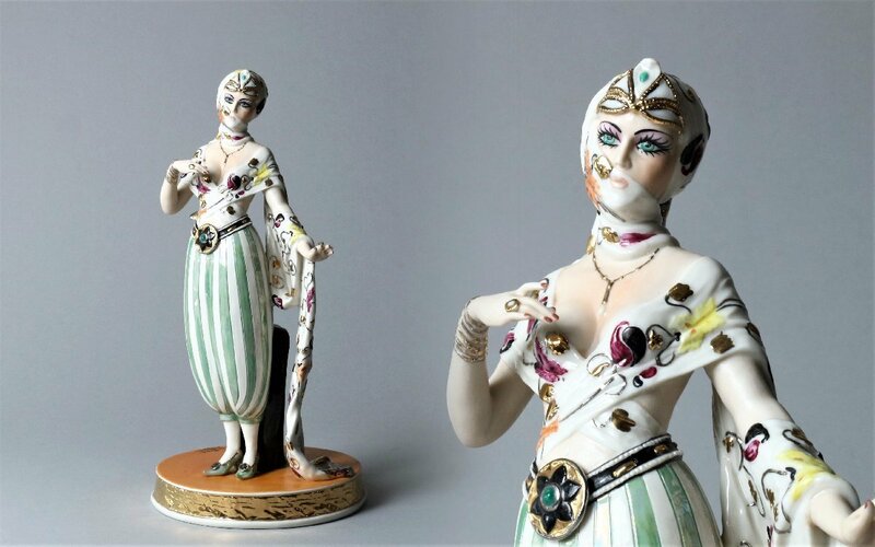 カポディモンテ エルテ フィギュリン 32.5cm Sandro Maggioni №88/1000 / Capodimonte Figurine 陶器人形 女性 アラビア