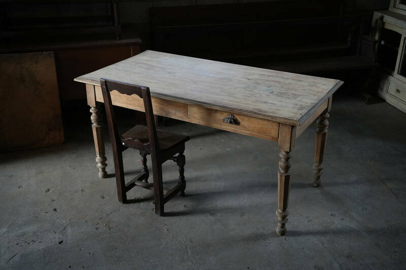古い無垢材の木製テーブル SNCFのワークデスク / 20世紀・フランス / 古家具 古道具 古物 家具 机
