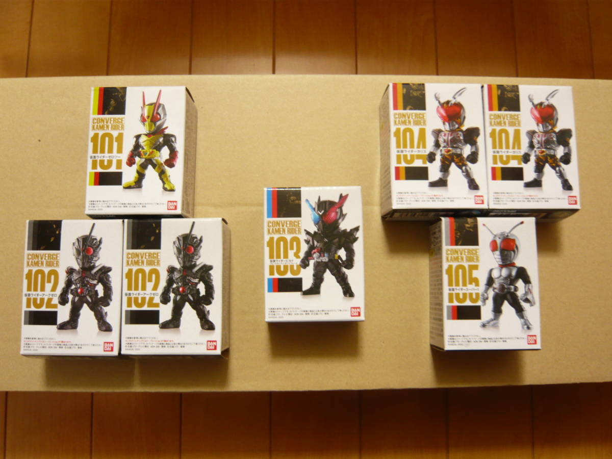 仮面ライダーコンバージ(KAMEN RIDER CONVERGE)101～105　全5種+シークレット2種フルコンプ(ゼロツー・アークゼロ・カリス他)　内袋未開封