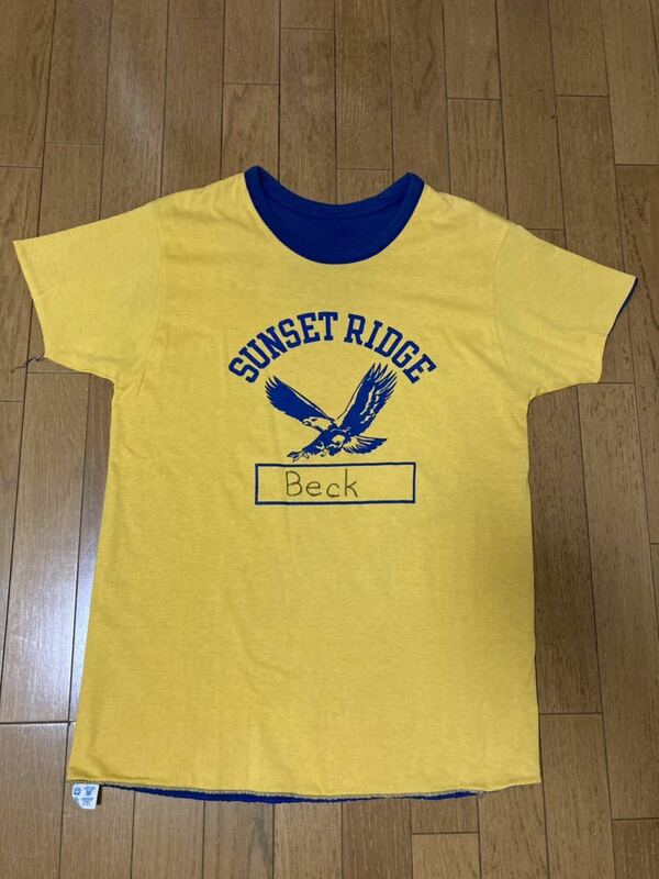 80s USA製 チャンピオン リバーシブル Tシャツ L ダブルフェイス ネイビー ビンテージ