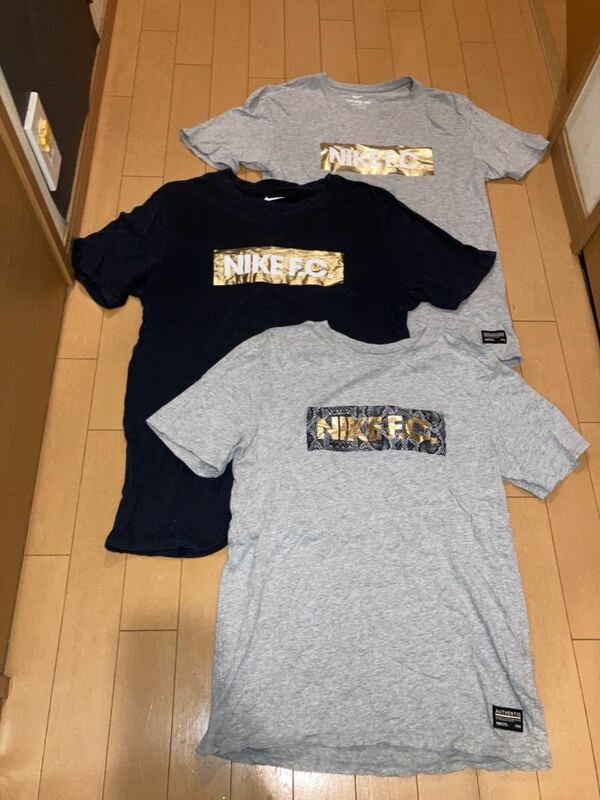 3枚セット　NIKE F.C. Tシャツ ボックスロゴ　M ゴールド×2 蛇柄　ナイキ エフシー